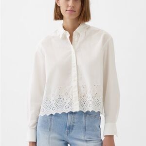 GAP NWT Elegant White Eyelet Cropped Women's Shirt